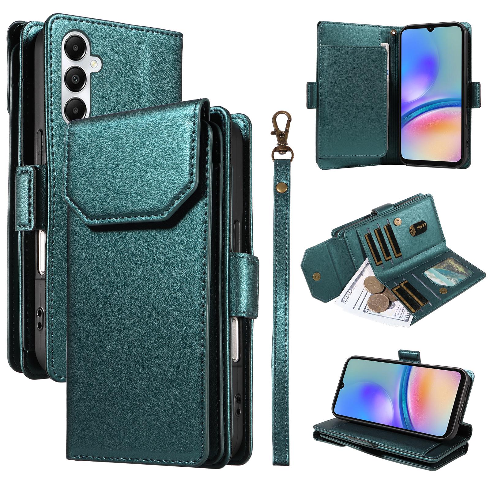 

For Samsung Galaxy A05s 4G Case with Multi-Card Holder and Strap PU Leather Phone Cover Stand C