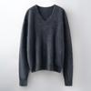 Women's Brushed Wool V-Neck Long-Sleeve Sweater: Autumn/Winter Loose Slimming Knitted Pullover Top