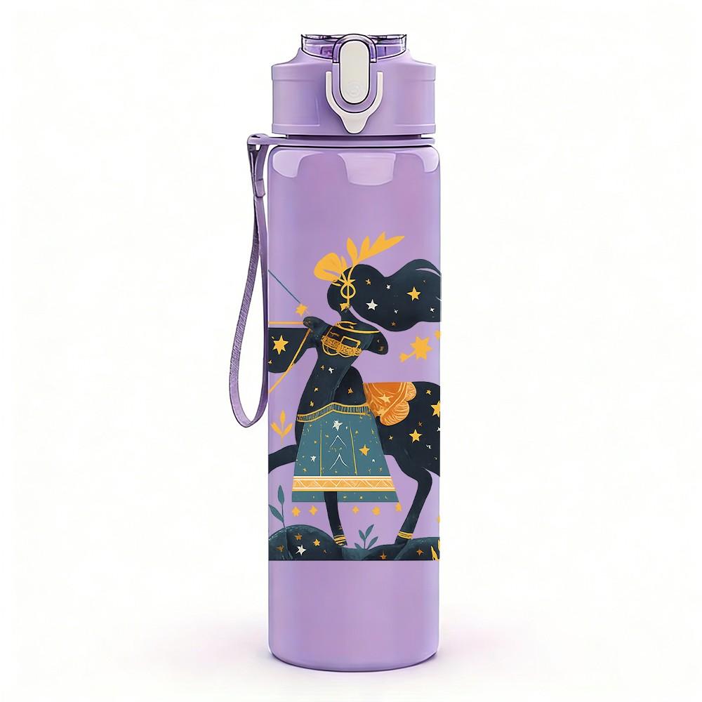 1PC Archer Lady Illustration 750ml Color Plastic Sports Water Bottle Leakproof Flip Straw Lid Suitable for Sports Office Home Use