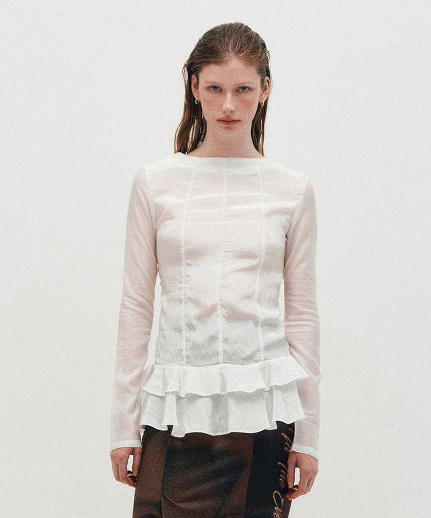 Kimjisu Glossy Frill Top _ White