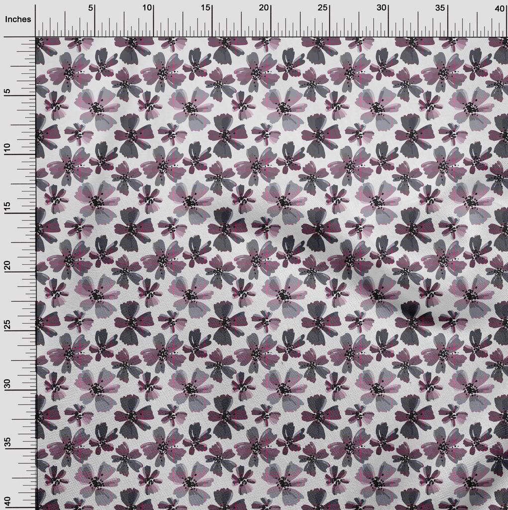 oneOone Cotton Flex Gray Fabric Florals Craft Projects Decor Fabric Printed By The Yard 40 Inch
