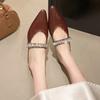 Pointed rhinestones with half slippers for women's outer wear 2025 new inner height-increasing flat bottom sandals
