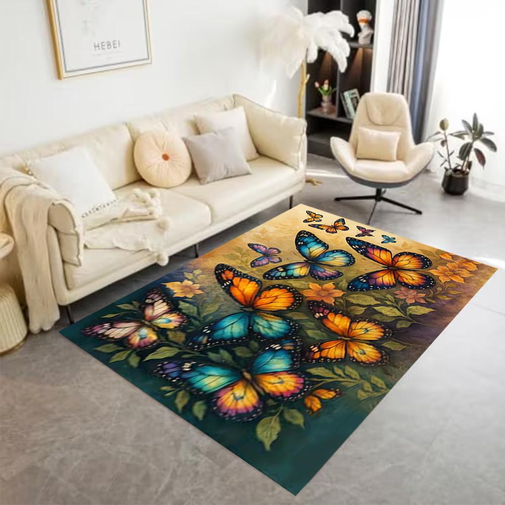 1pc Butterfly Design Home Carpet Non-slip Office Decor Gift Living Room Bedroom