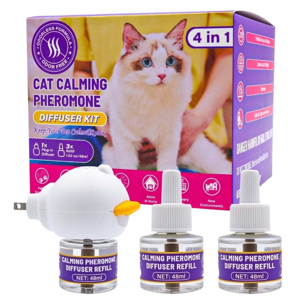 Hond Kalmerende Feromoon Diffuser Kit 4-in-1 Bevat Diffuser Stekker en Drie Navulflesjes voor Huisdieren Angstverlichting en Stressvermindering