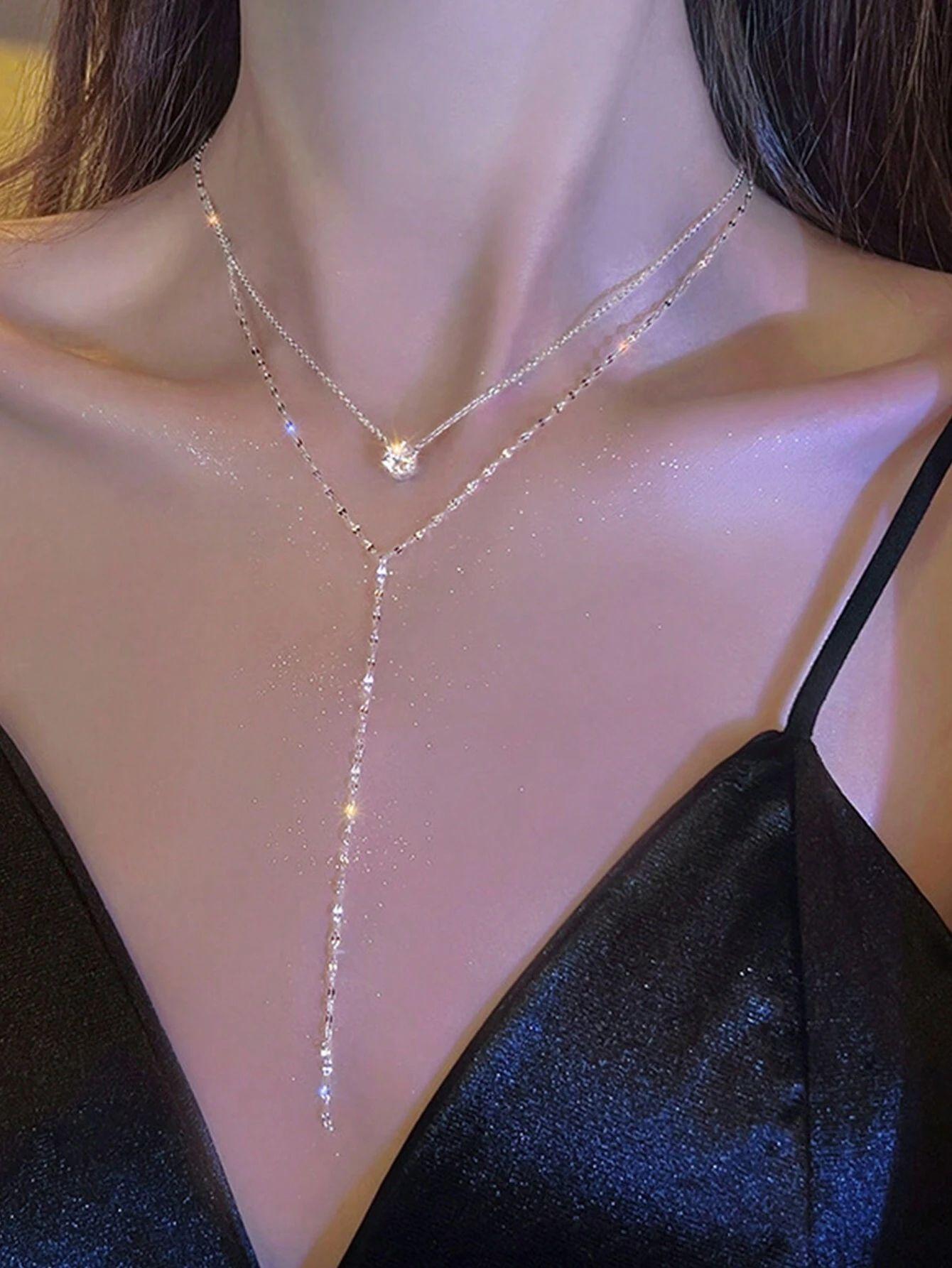 

Pure desire ceiling~ shining zircon light luxury collarbone chain necklace female tide exquisite temperament versatile neck chain jewelry