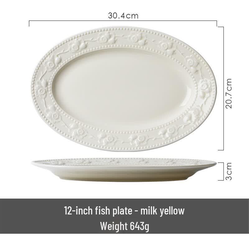 Zhi Shi Retro French Embossed Strawberry Ceramic Plates