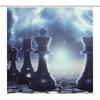 Chess Shower Curtain Horse Head International Chess Stripes Bathroom Curtains Chessboard Waterproof Board Game Bath Curtains Set