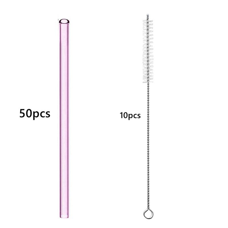 50PCS 20cm Reusable Straws Glass Drinking Straws Multi-color Eco-Friendly Straws for Cocktail Smoothies Bar Accessory Barware