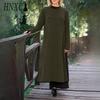 HNXC Women's Fashion Spring Autumn Solid Color Print Short Sleeve Long Sleeve High Waist Casual Dresses