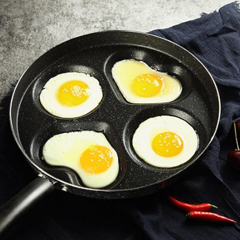 4-Hole Frying Pot Pan Thickened Omelet Pan Non-stick Pans Pan Steak Purpose Pan Cooking Cookware Dual Pancake Egg Egg Ham O1Q1