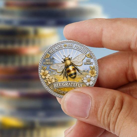 Bee Kind Bee Positive Challenge Coin Double Sided Inspirational Bee Commemorative Coin Collectible Metal Token Motivational Gift for Women Men