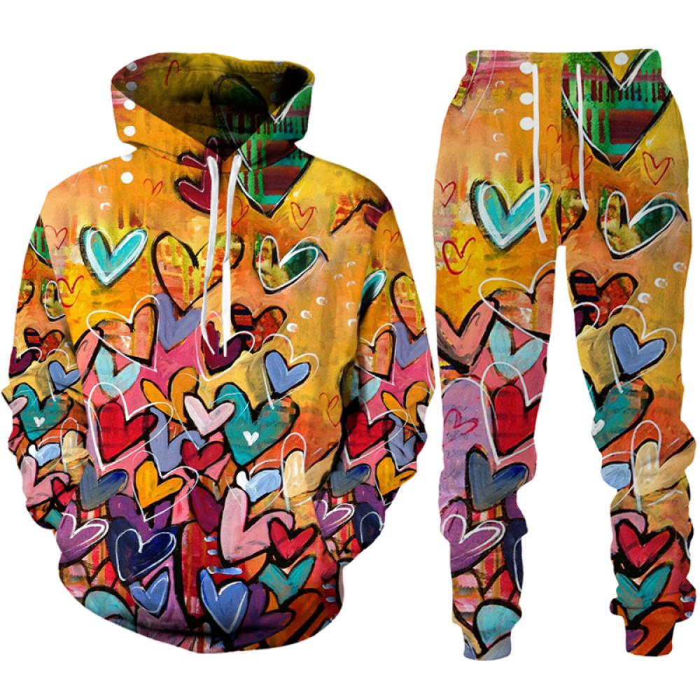 

Sweet Love Heart 3D Print Чоловічі/Жіночі спортивні костюми Повсякденні толстовка з капюшоном і штани Комплекти з 2 предметів Оверсайз пуловер Трендовий світшот для пар L