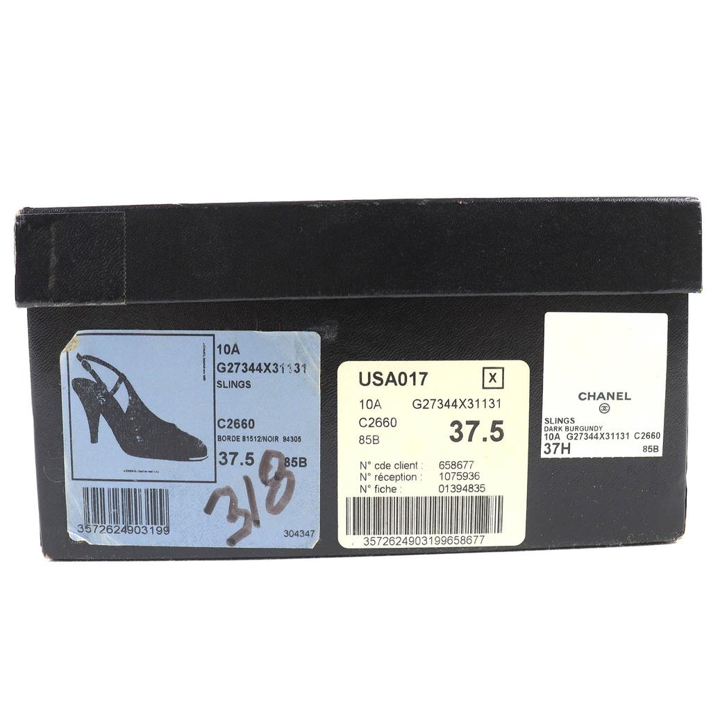 Excellent CHANEL COCO Mark two-tone leather slingback pumps leather37.5 G27344 Used