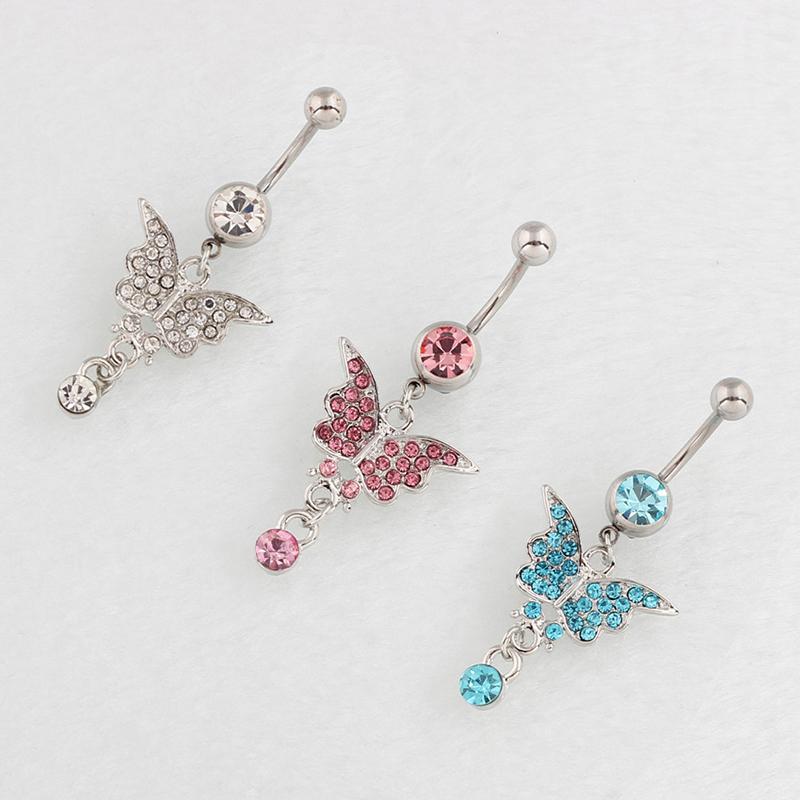 Sexy Schmetterling Bauchnabelring Edelstahl Nabelnagel Piercing Schmuck für Frauen Hochwertiges Körperornament