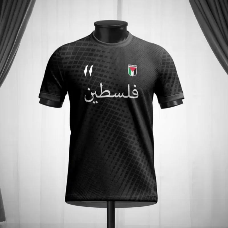 Mode Palästina Flagge Fußball T-Shirts Trend Sommer Kurzarm Nationalemblem 3D-gedruckte Sport-T-Shirts Lose Atmungsaktive Oberteile