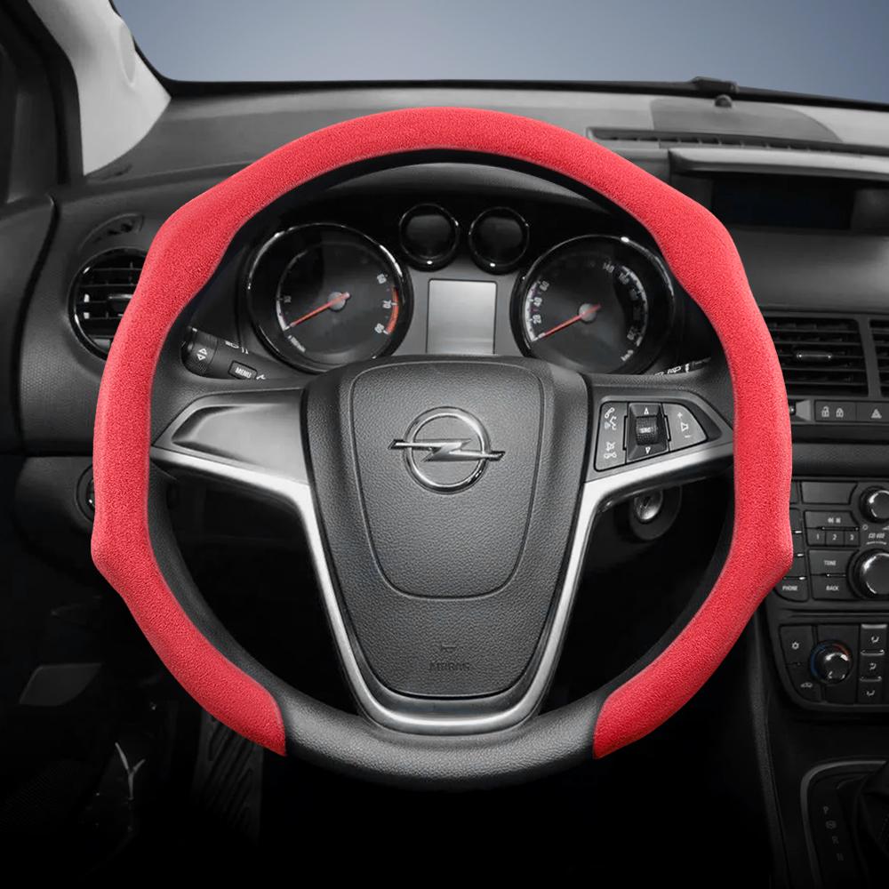 Convient pour Opel Housse de Volant Premium en Daim à Clipser, Antidérapante et Durable, Volant Rond et en Forme de D Disponibles