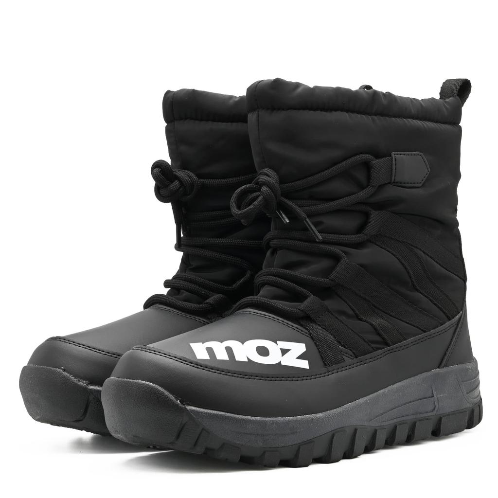 Mozu Winter Snow Padded with Fleece Size Size L Men's Mid-Length Boots, Waterproof, Non-Slip, Water-Repellent, Lining, Black, 5686, (5686,BLK,L)