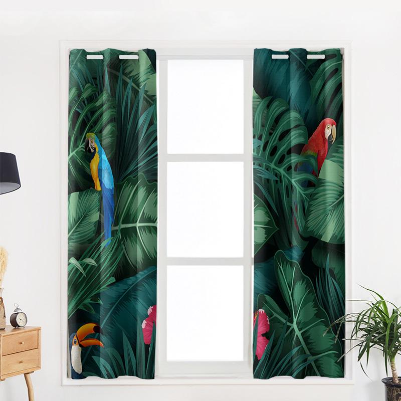 Tier Papagei Tropische Pflanze Grünes Blatt Luxus Heim Vorhänge Heimbedarf Wohnzimmer Schlafzimmer Maßgefertigte Vorhänge