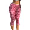 Frühling und Sommer Damen Rote Karomuster Gestrickte Stretch-Leggings Lässige Hosen Trendige Damen Gingham-Muster Capri-Leggings