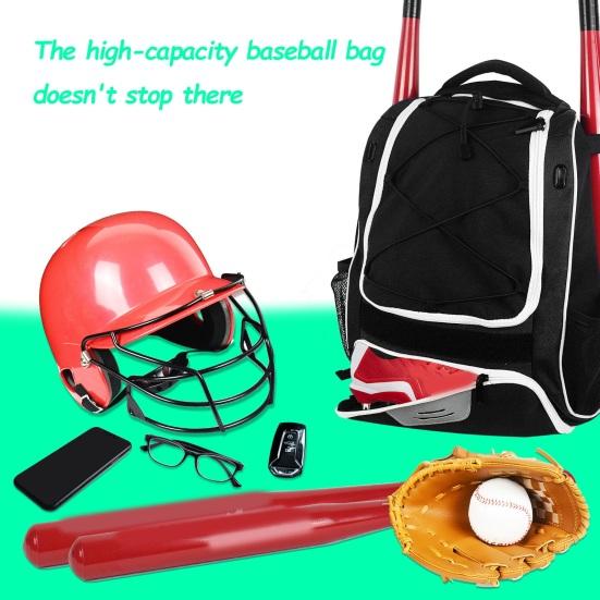 Baseballový batoh Vodotěsný nylon Velkokapacitní nastavitelný popruh Softballové vybavení Taška na sportovní trénink Soutěžní balíček