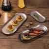 Outdoor Camping Plate Stainless Steel Serving Tray Retro Japanese Style Oval Dessert for Rustic Towel Holder Dish Home Kitchen Heavy Duty Metal