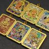 Tibet Mahakala Gold-Plated Thangka Pendant with Yellow Wealth God & Fox Fairy Design