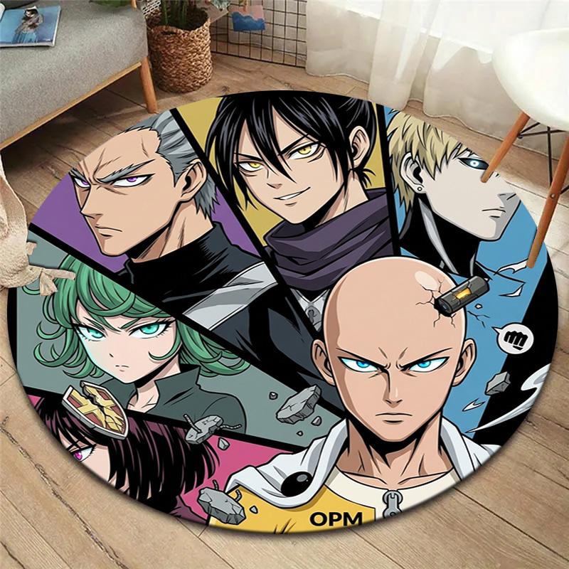 Onepunch Man Round Area Rug Carpet Rug For Living Room Bedroom Sofa Playroom Decor Nonslip Floor Mat