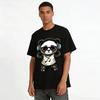 Cool Music Panda Print Casual T-Shirt Unisex Loose Fit Top Pure Cotton T-shirt