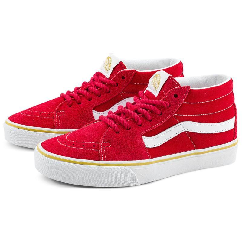 Vans SK8 MID Top Skateboard Shoes Unisex Red White Sneakers VN000BWEJV6
