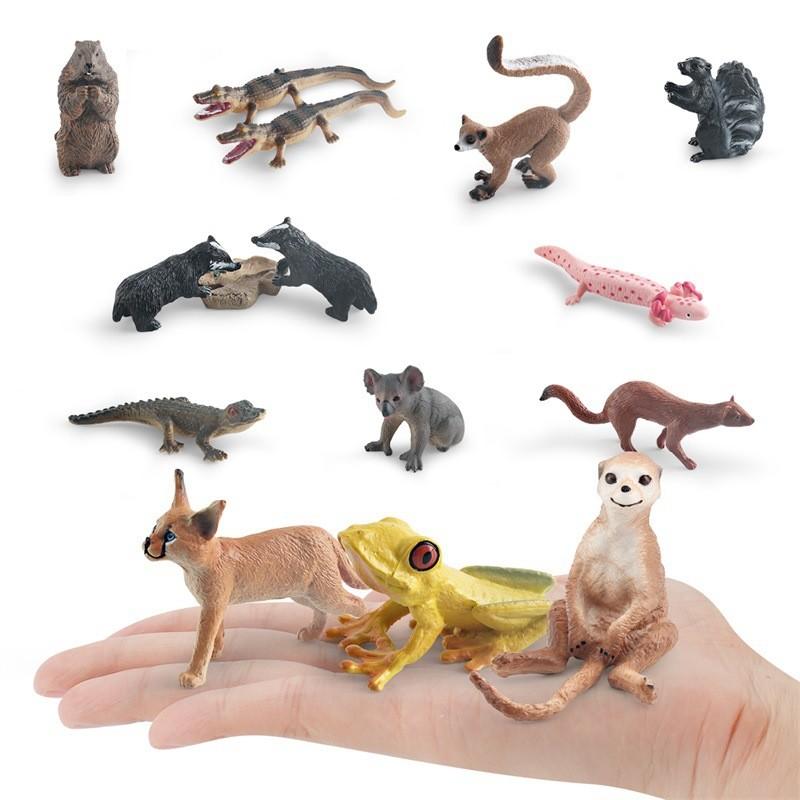 Realistic Plastic Forest Animal Model Collection Featuring Cute Static Mice Frogs Crocodiles Koalas And Skunks
