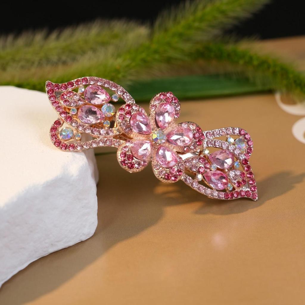 Korean Style Rhinestone Crystal Hair Clip - Adult Large Spring Clip for Ponytails