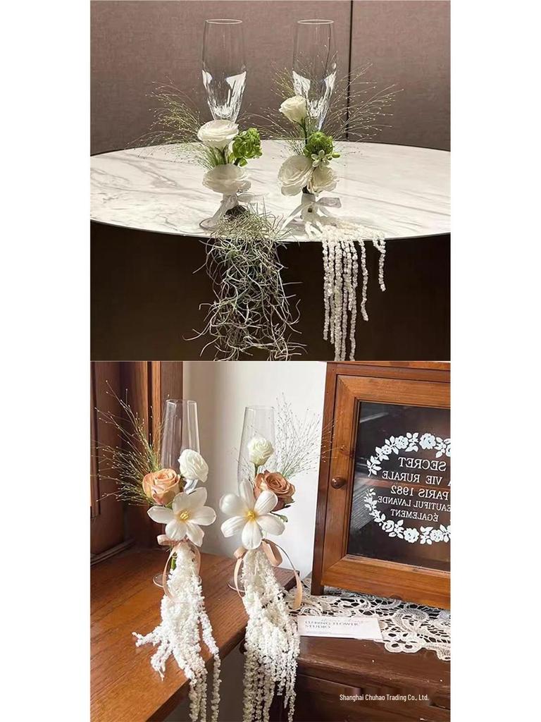 Handmade Champagne Glass Decoration Kit for Weddings & Engagements