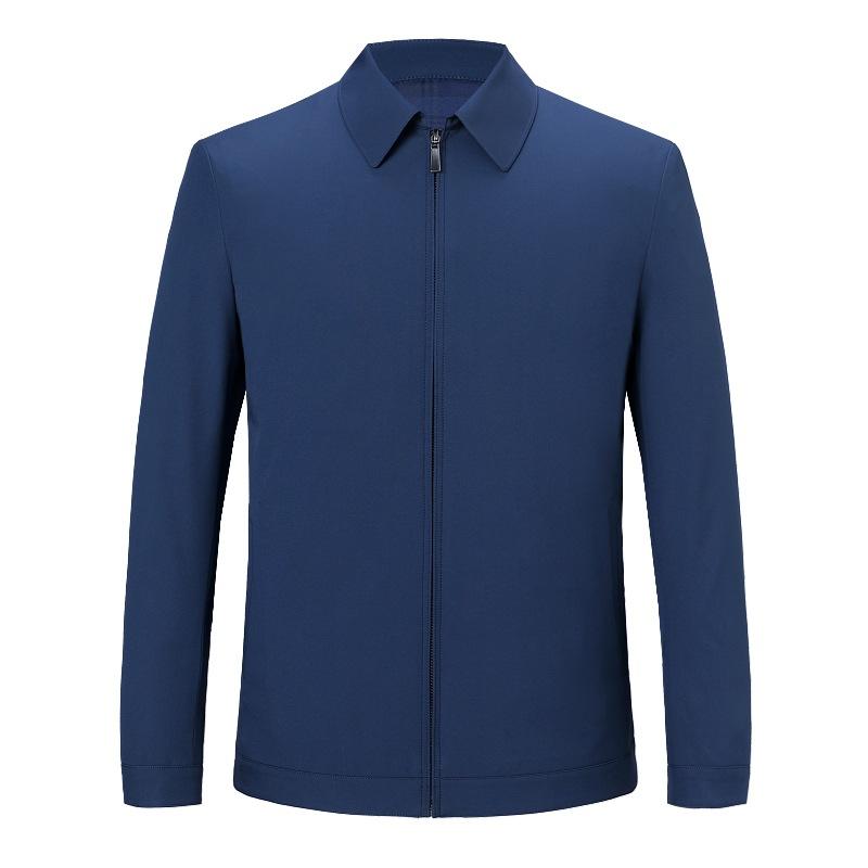 High-end lapel jacket for middle-aged men in spring and autumn mulberry silk business casual loose tops for middle-aged and elderly dads