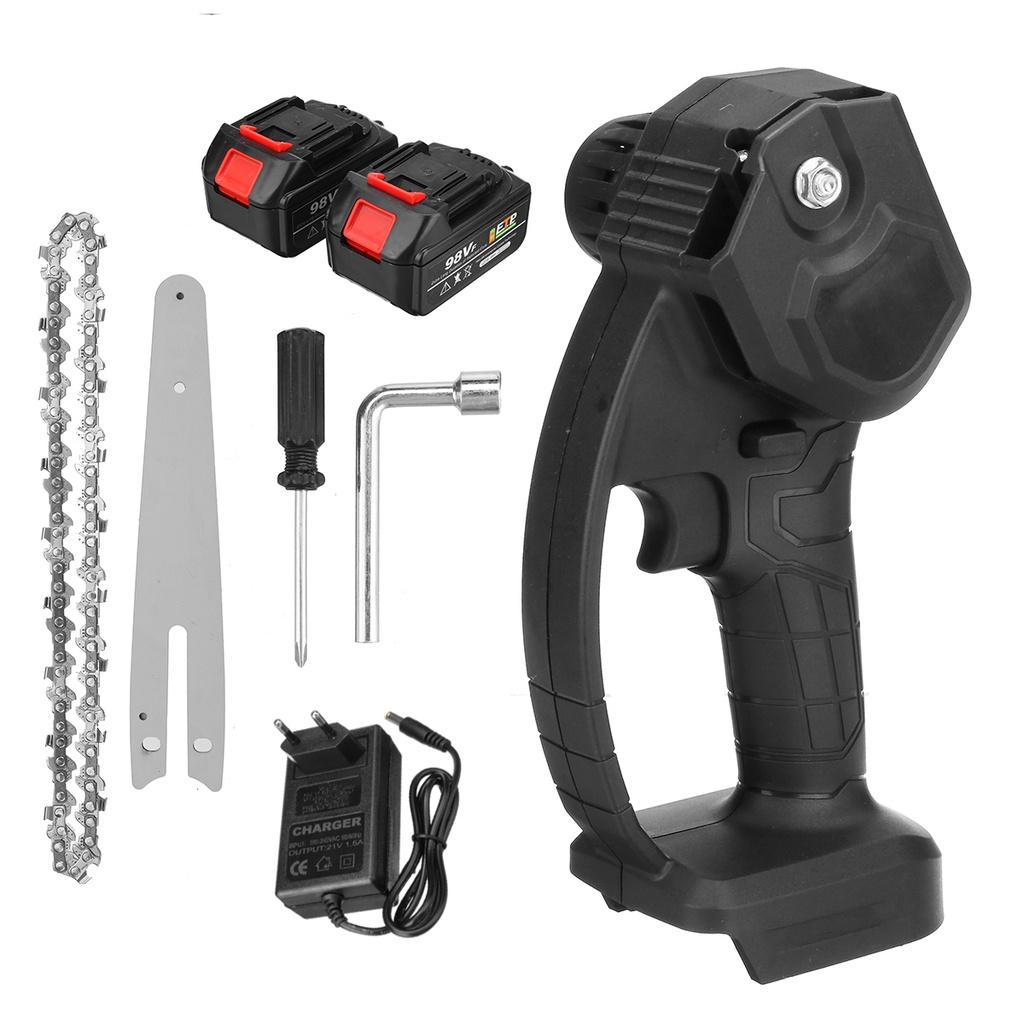 6 Inches One-handed Garden Logging Power Tool 3000W Mini Electric Chain Saw 98VF/68VF With 2Pcs Battery Woodworking Pruning ChainSaw