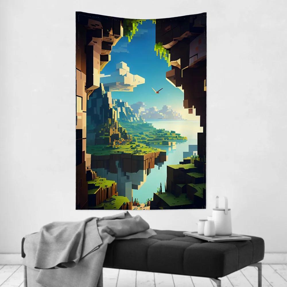 Anime Game HD MMinecraftS Tapestry Room Decor Wall Cloth Party Hanging Background Room Decor Baby Room