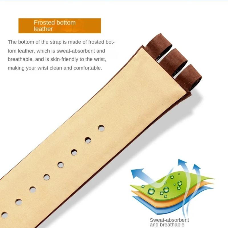 23mm Genuine Leather Silicone Watch Band For Swatch YOS440 449 401G 447 448 IRONY Watchband Men's Frosted Texture Soft Straps