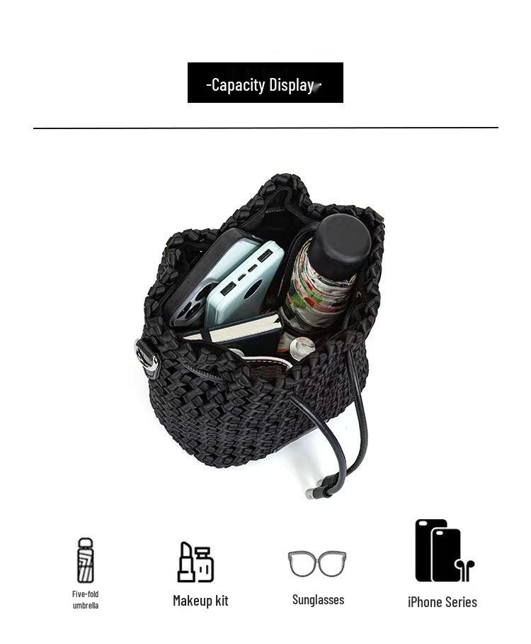 Handmade Textured Pinwheel Knot Crossbody Bucket Bag for Women
