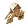 Golden Hamster Wooden House & Climbing Ladder Set - Interactive Hideout Toy