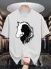 Unisex Crew Neck Tee Horse Lady Silhouette Print Soft Cotton Loose Breathable Short Sleeve Summer Casual Daily Street Basic Tops