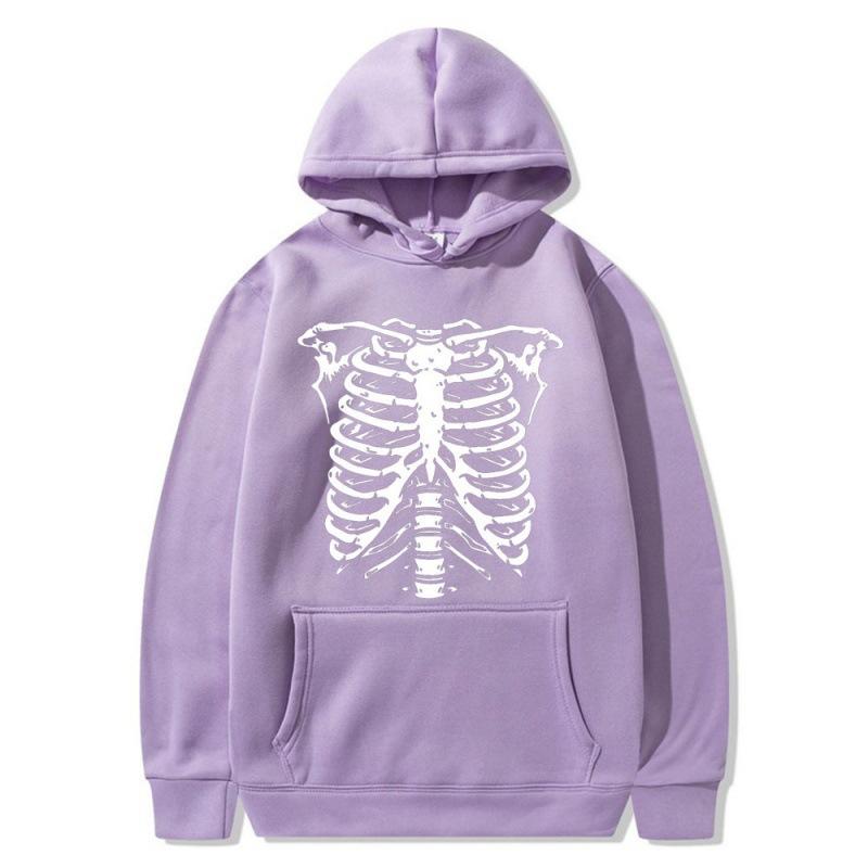 

New 2025 European and American dark skull skeleton sweatshirt men s and women s hoodies goth couple Harajuku sweater XXXL лавандовий