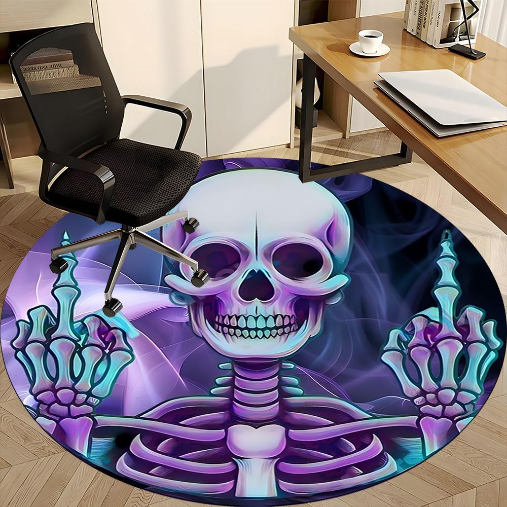 1pc SkeletoN Art Office Round Area Rug, Indoor Mat Suitable ForOffice, Under Office Chairs Bedroom Living Room Home Decor, Room Deco,  N47