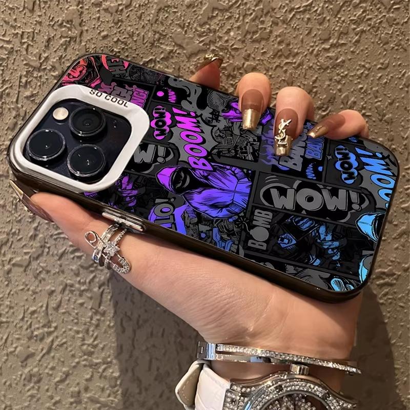 Graffiti Black Comic Style Phone Case For iPhone 17 Air 16 e 15 14 13 12 11 Pro Max Plus Mini SE 2020 2022 Shockproof