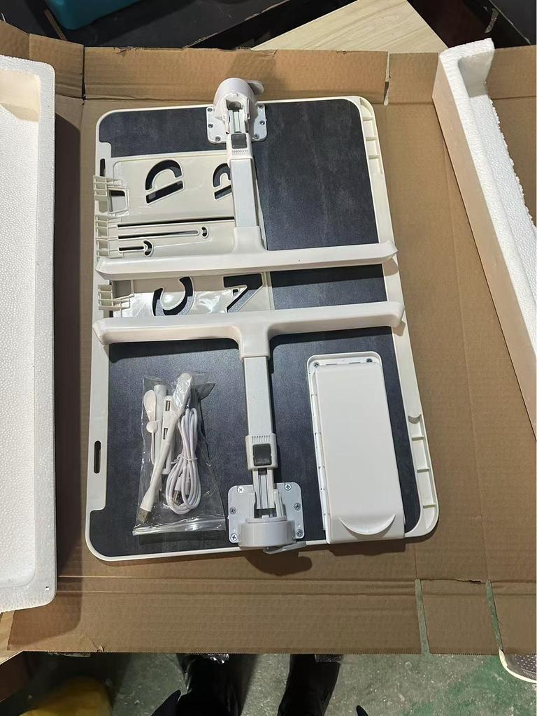 Computer Monitor Stand with USB & Type-C Ports, Keyboard Storage, and Rack.