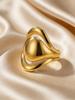 Unique Chic Irregular Stainless Steel Chunky Rings for Women Glossy 18K Gold Plated Open Ring Waterproof Trendy Jewelry New 2026