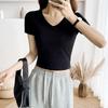 2026 New Style V-Neck White Cotton Women's Cropped Short-Sleeve Top