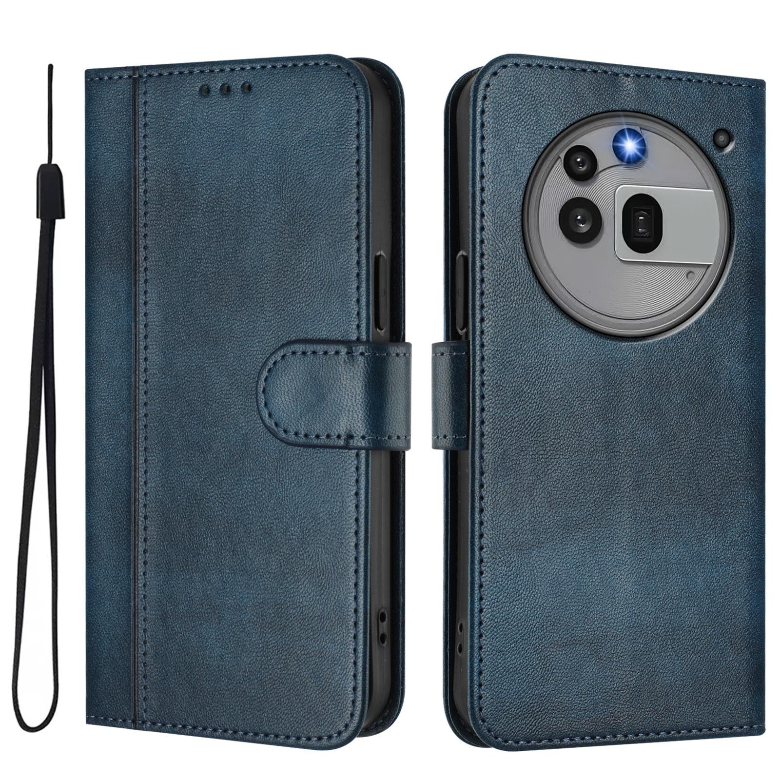 

For Nothing Phone (3a) Pro Cases Wallet Stand Retro Texture Leather Phone Cover with Lanyard Blue