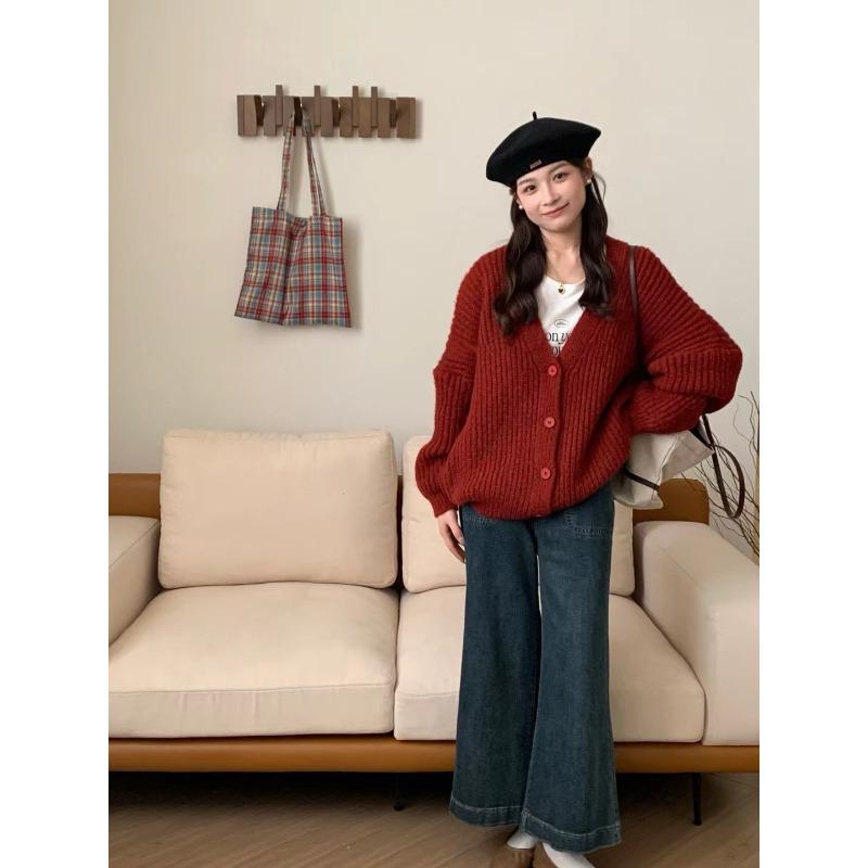 

Свободный и ленивый стиль, мягкий восковой свитер-жакет, женский утолщенный повседневный универсальный вязаный кардиган, топ женский One Size