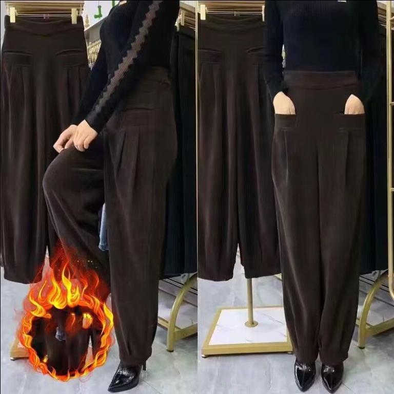 Autumn Winter  Women's High-Waisted Corduroy Chenille Harem Pants Lantern Pants Loose Fit