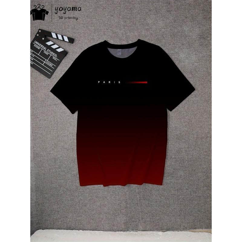 Summer Gradient Print T Shirt Men Fashion Graphic T Shirts 3D Print Men's Clothing Round Neck T-shirts for Men Street Rock Tops