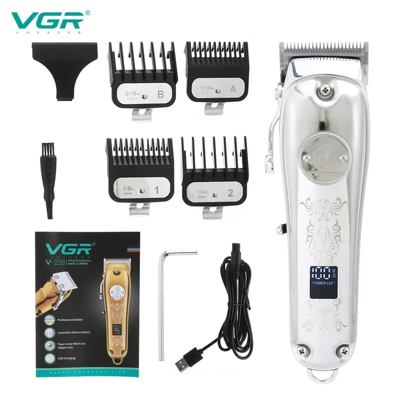 Men's Professional Stainless Steel Blade Waterproof Electric Hair Clippers Retro Oily Hair Clipper LCD Display Cutting No Card Power Clippers